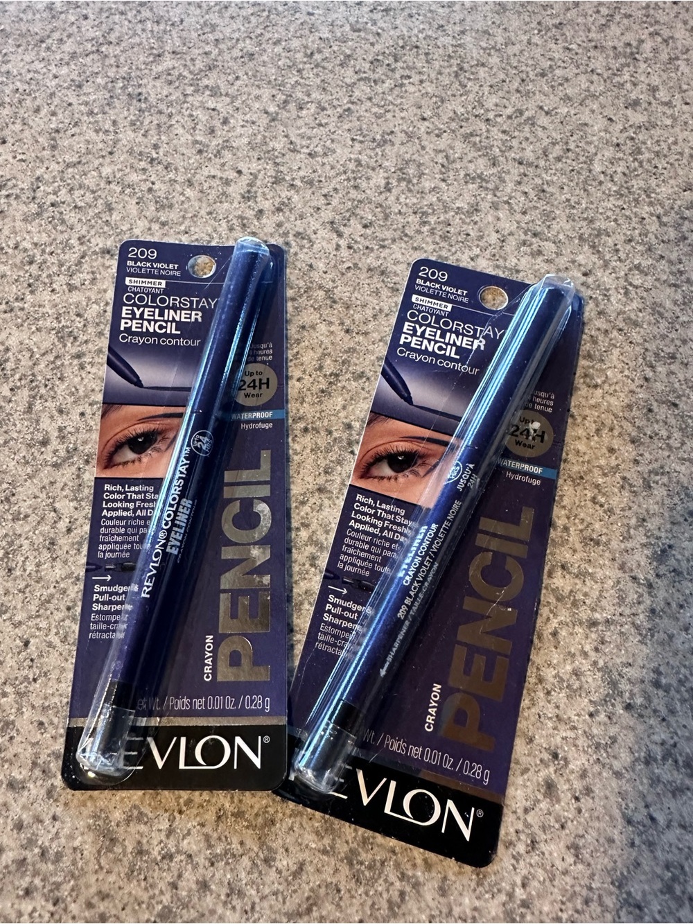2 Revlon ColorStay Eyeliner Pencils 209 Black Violet - Deep Purple